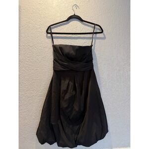 White House Black Market Black Strapless Bubble Hem Cocktail Dress Size 4